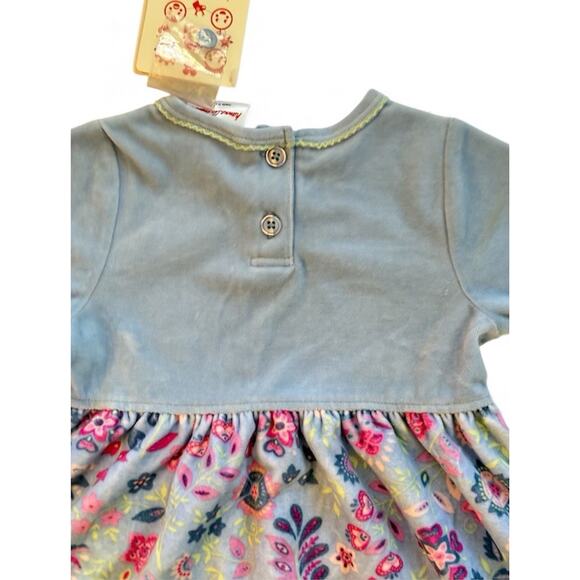 Hanna Andersson Velour Floral Dress Girls Long Sleeve Soft Cozy Size 80 NWT - Picture 5 of 8